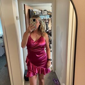 Elegant Pink Satin Dress